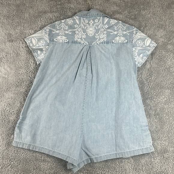 FREE PEOPLE  Short Sleeve Button-Up One Piece Denim Romper, Women’s Size XS - Picture 15 of 15